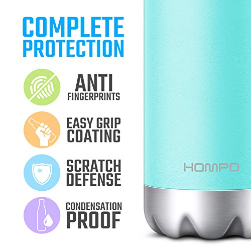 HOMPO Botella de Agua de Acero Inoxidable Botella Termica 500ml, Botella Sin Bpa & Eco Friendly, Mantiene Bebidas frías por 24h y Calientes por 12h, Adecuada para Viaje, Deporte, Bicicleta, Gimnasio