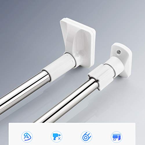HOMRanger Telescópico Barra De Cortina De Tensión,no Drill Stainless No-Slip Polo Extensible para Ducha Baño Dormitorio Colgante Balcón-a 170-320cm(67-126inch)