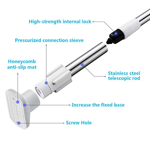 HOMRanger Telescópico Barra De Cortina De Tensión,no Drill Stainless No-Slip Polo Extensible para Ducha Baño Dormitorio Colgante Balcón-a 170-320cm(67-126inch)