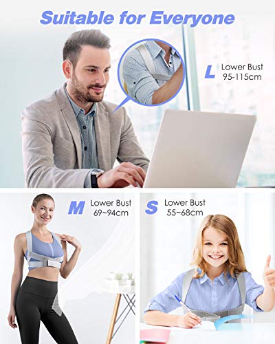 Homtiky Corrector de Postura Inteligente con Vibración para Hombre y Mujer, Corrector Postura Espalda Inteligente para Aliviar el Dolor de Espalda, Hombro y Cuello, L