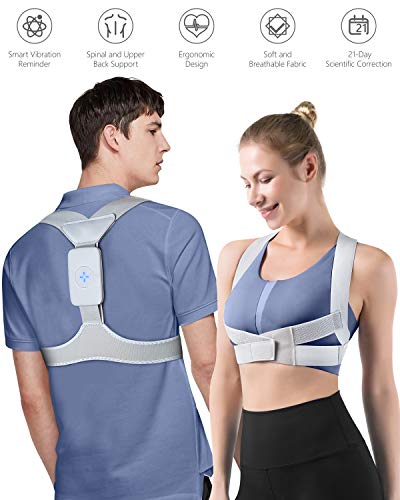 Homtiky Corrector de Postura Inteligente con Vibración para Hombre y Mujer, Corrector Postura Espalda Inteligente para Aliviar el Dolor de Espalda, Hombro y Cuello, L