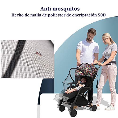 Homvik Mosquitera Universal Antimosquitos para Bebé Red Antiinsectos con Cremallera para Capazo,Silla de Paseo,Cuna de viaje,Carrito,Cochecito Etc.Gris