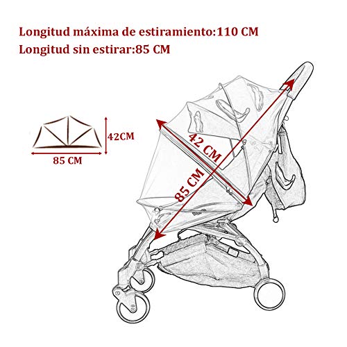 Homvik Mosquitera Universal Antimosquitos para Bebé Red Antiinsectos con Cremallera para Capazo,Silla de Paseo,Cuna de viaje,Carrito,Cochecito Etc.Gris