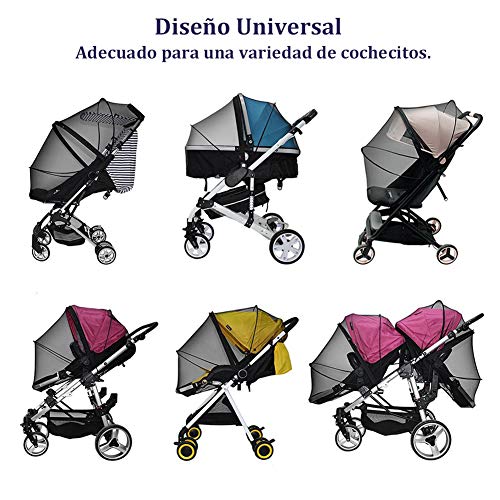 Homvik Mosquitera Universal Antimosquitos para Bebé Red Antiinsectos con Cremallera para Capazo,Silla de Paseo,Cuna de viaje,Carrito,Cochecito Etc.Negro