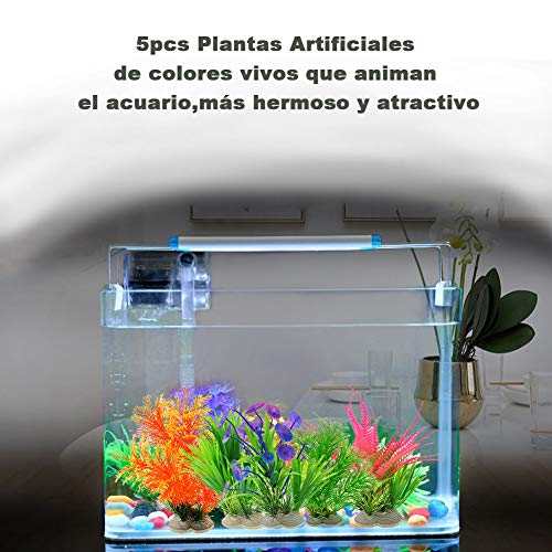 Homvik Plantas Artificiales Acuario Plantas plásticas Decoración Acuarios Ideal Ornamento para Acuario Perece Terrario de Tortuga Seguro y Bello