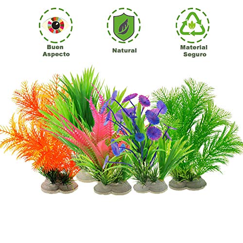 Homvik Plantas Artificiales Acuario Plantas plásticas Decoración Acuarios Ideal Ornamento para Acuario Perece Terrario de Tortuga Seguro y Bello