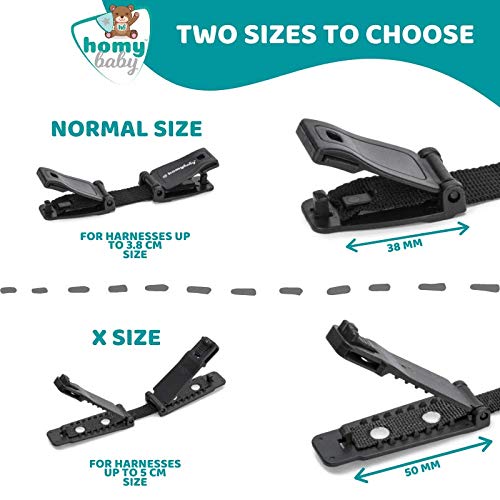 HOMYBABY Seguridad Bebes | Hebilla para Cinturon de Seguridad | Evita que el Niño Saque los Brazos del Arnés | Protector Arnes Bebe para Silla de Coche | Cierre Seguridad Bebe (Long (5cm))