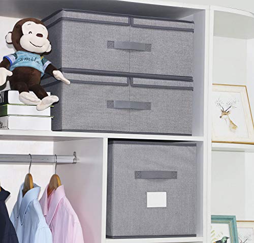 homyfort Contenedor Plegable para Guardar Ropa, Cesto de Almacenamiento en el Armario con Funda Extraíble, 50x42x20 cm, Gris Lino, XDLB50P2