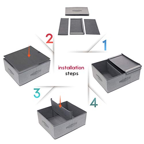 homyfort Contenedor Plegable para Guardar Ropa, Cesto de Almacenamiento en el Armario con Funda Extraíble, 50x42x20 cm, Gris Lino, XDLB50P2