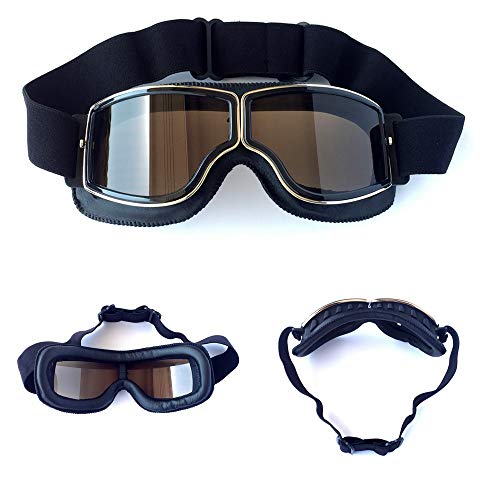HONCENMAX Gafas de Moto Retro Vintage Gafas de Protección Gafas, Estilo Vintage, para Deportes Aire Libre - Retro Gafas Moto Mascara Vintage Scooter Gafas