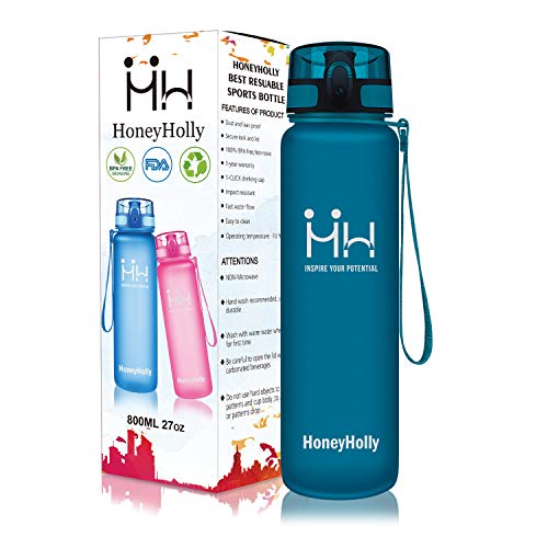 HoneyHolly Botella de Agua Deportes 500ml Sin Bpa & Apertura con un Solo botón Reutilizable Filtro Botella Gimnasio Tritan Plástico para Niños, Sport, Gimnasio, Trekking, Bicicleta