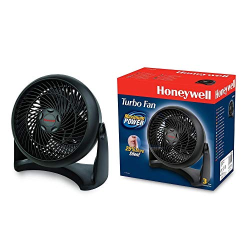 Honeywell HT900E4 - Ventilador Turbo potente para Mesa y Suelo, regulable en 3 Velocidades, tama?o Compacto, color Negro