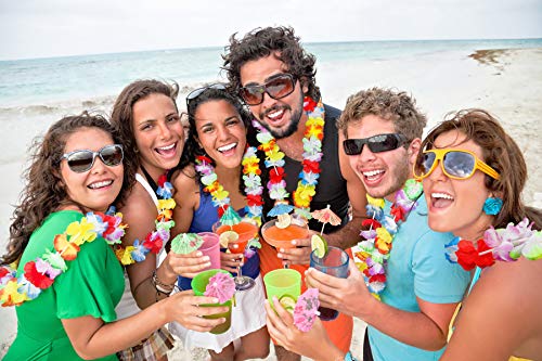 HONGXIN-SHOP Falda de Hierba Hawaiana con Elástica Flores Disfraces Guirnalda Diadema Pulsera Collar para Niñas Mujer Fiesta Hula Luau Accesorio 4 Sets