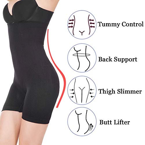 HONYAO Fajas Reductora Adelgazante Pantalones Moldeadora Braguita Mujer Shapewear Body Moldeador Deport Fiteness Abdomen Comodo Transpirable (Negro, XL)