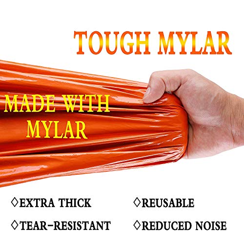 HONYAO Saco de Emergencia Dormir, Supervivencia Bivvy Manta, Impermeable Aislamiento Térmico Albergue, Brillante Naranja, Ligero y Reutilizable para Acampar Supervivencia Al Aire Libre
