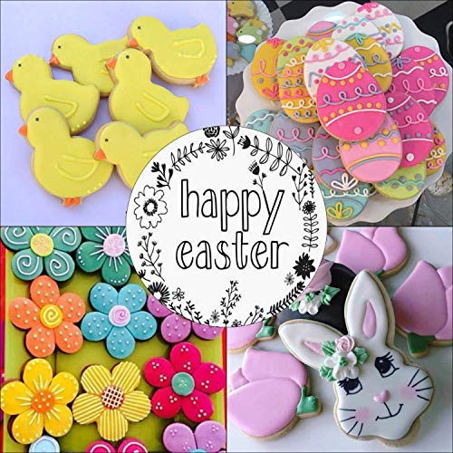 Hook 12 Galletas Moldes Pascua, Cortapastas Acero Inoxidable para Pastel, Cookie, Fondant, Polluelos, Conejos, Zanahorias, Mariposas, Huevos, Regalo Ideal de Pascua y Galletas de Pascua.