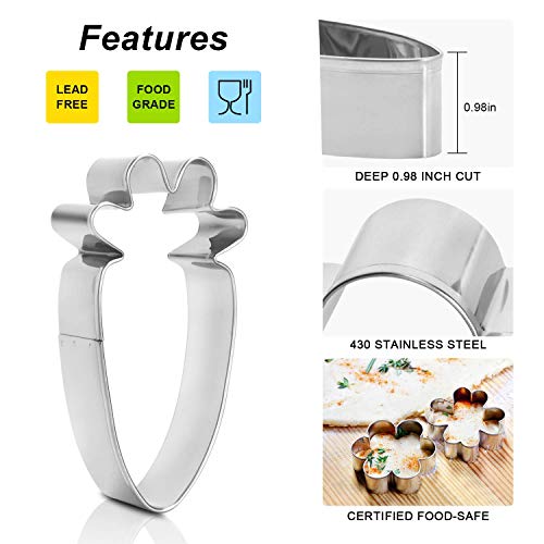 Hook 12 Galletas Moldes Pascua, Cortapastas Acero Inoxidable para Pastel, Cookie, Fondant, Polluelos, Conejos, Zanahorias, Mariposas, Huevos, Regalo Ideal de Pascua y Galletas de Pascua.