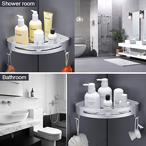 Hoomtaook Estantería Baño Estante de baño Cesta para Ducha, Organizador sin clavos Autoadhesivo, Alumnio espacial,Bandeja inoxidable para accesorios de baño y cocina, 2 Piezas