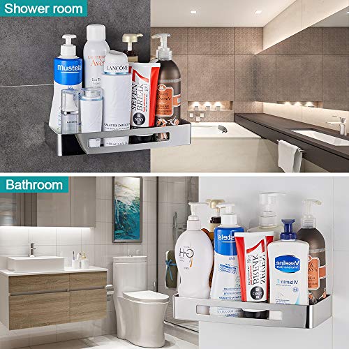 Hoomtaook Estantería Baño Rinconera de baño, Cesta Triangular de Ducha, Acero Inoxidable Autoadhesivo, Fijación en Pared sin daños para Accesorios de baño y Cocina 1 Piezas Plata