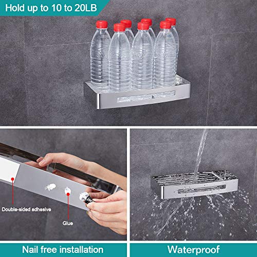 Hoomtaook Estantería Baño Rinconera de baño, Cesta Triangular de Ducha, Acero Inoxidable Autoadhesivo, Fijación en Pared sin daños para Accesorios de baño y Cocina 1 Piezas Plata