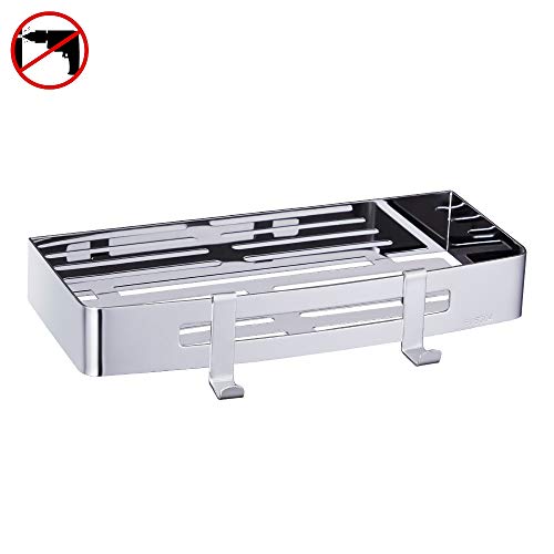 Hoomtaook Estantería Baño Rinconera de baño, Cesta Triangular de Ducha, Acero Inoxidable Autoadhesivo, Fijación en Pared sin daños para Accesorios de baño y Cocina 1 Piezas Plata