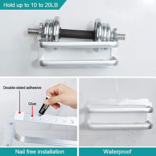 Hoomtaook Estanteria Ducha Baño Cesta Triangular Bandeja para pared de Ducha Adhesivo Fijación en Pared sin daños Para Accesorios de Baño y cocina (Plata)