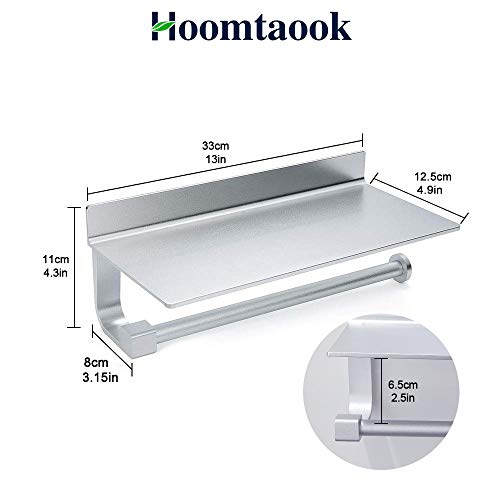 Hoomtaook Portarollos Cocina Soportes de Pared para Portarrollos de Cocina, Autoadhesivo, Aluminio, Acabado Mate, Portarrollos para Papel de Cocina Plata