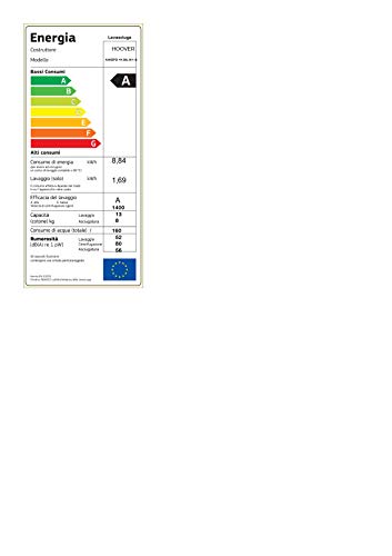 Hoover AWDPD 4138LH/1-S - Lavasecadora gran capacidad 13+8Kgs, WiFi & Bluetooth, motor silent inverter, función vapor, 1400rpm, 50dBA, clase AAA, color blanco