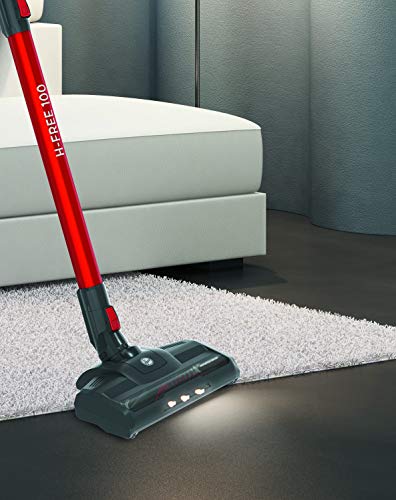 Hoover H-FREE 100 HF122GPT - Aspiradora escoba sin cable, Ciclónica, Cepillo pelo de mascota, Set completo accesorios integrado, Batería extraíble litio 22V, 40min, 0,9L, Luces LED, 2 Velocidades