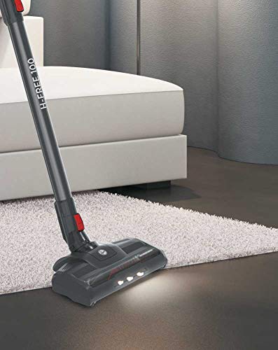 Hoover H FREE 100 HF122RH Aspiradora Escoba sin Cable, Sistema Ciclónico, Cepillo Suelos Duros, Accesorios Integrados, Luces LED, Depósito 0.9L, Batería Extraíble Litio 22 V, 40 min, 2 Velocidades