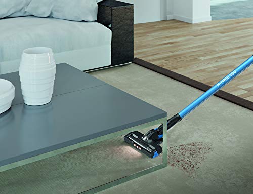 Hoover H-Free 200 HF222UPT Aspiradora Escoba sin Cable, Ciclónica, Pelo de Mascota, Cepillo Suelos Duros, Batería extraíble Litio 22V, 40min, 0,7L, Luces LED, 2 velocidades, 22 W, Negro/Azul