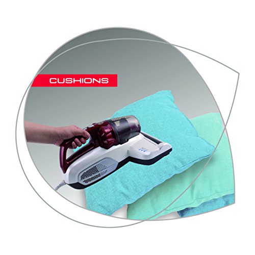 Hoover MBC500UV Ultra Vortex - Aspiradora de Mano, Ciclónica, Colchones, Sofás, Pelo Mascotas, Especial Alergias, Lampara UV Anti Bacterias, 3 Modos Limpieza, 500W, Cable 5m, Ligero, Rojo