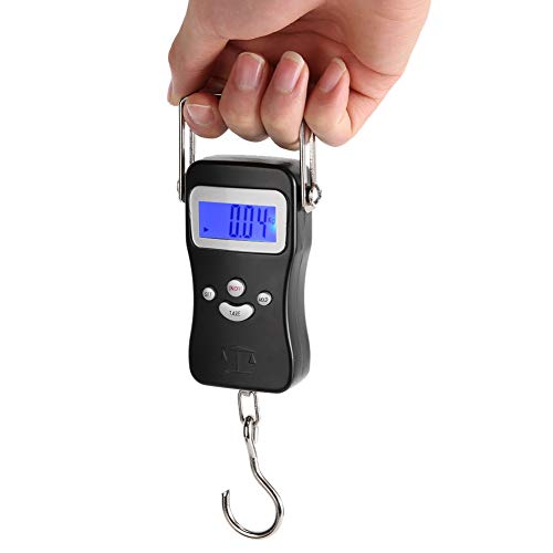 Hopcd Mini báscula Colgante, báscula de grúa Digital portátil de Alta Resistencia de 50 kg/110 LB, báscula de Bolsillo con Pantalla LCD multipropósito, báscula para Mercado Justo