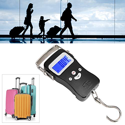 Hopcd Mini báscula Colgante, báscula de grúa Digital portátil de Alta Resistencia de 50 kg/110 LB, báscula de Bolsillo con Pantalla LCD multipropósito, báscula para Mercado Justo