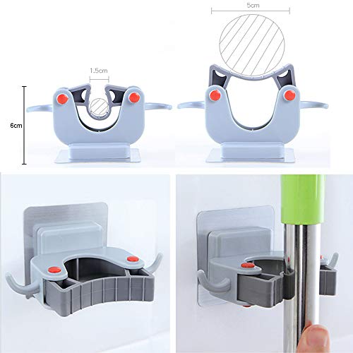 Hopeas 2pcs Colgador Escobas y Fregona,Autoadhesivo Gancho Soporte de Pared, Sin Perforacion, Impermeable,Organizador para Las Herraminetas Limpias- Cocina Baño Jardín Garaje