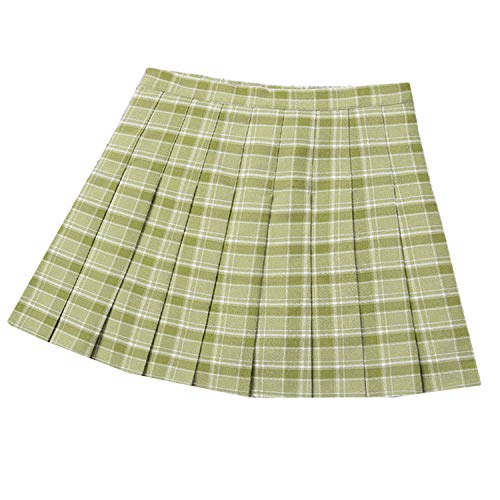 Hopereo - Falda plisada para mujer 2020, diseño de cuadros escoceses, cintura alta, línea A, mini faldas a la moda, chic y chica