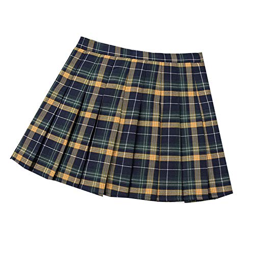 Hopereo - Falda plisada para mujer 2020, diseño de cuadros escoceses, cintura alta, línea A, mini faldas a la moda, chic y chica