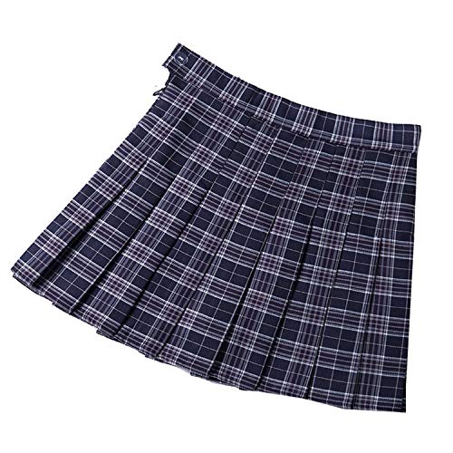 Hopereo - Falda plisada para mujer 2020, diseño de cuadros escoceses, cintura alta, línea A, mini faldas a la moda, chic y chica