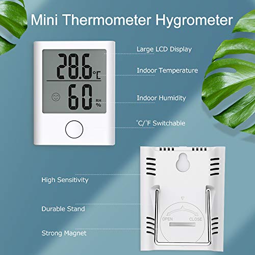 HOPLAZA Termómetro Higrometro Digital Mini para Interior Medidor de Temperatura y Humedad Pantalla LCD para Medir Ambiente del Hogar