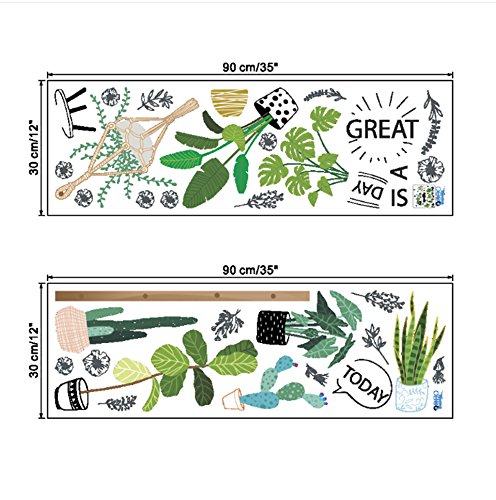 HorBous Pegatina de Pared Cactus Hierba Monstera Deliciosa Pegatinas de Pared Sala de Estar Dormitorio Removible Etiquetas de la pared/Murales