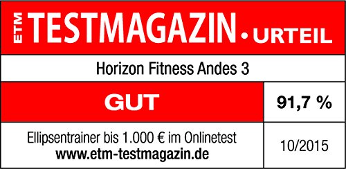 Horizon Fitness Elliptical Andes 3 Elíptica, Unisex Adulto, Blanco y Negro, L x B x H in cm: 173 x 67 x 171 cm