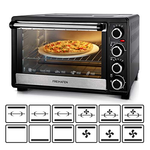 Horno Conveccion Sobremesa, Freihafen Horno de Convección, Capacidad de 30 Litros, 1500W, 6 Modos de Cocción y Función de Descongelación ,Temperatura 100-230ºC y Tiempo 60 Minutos