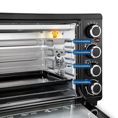 Horno Conveccion Sobremesa, Freihafen Horno de Convección, Capacidad de 30 Litros, 1500W, 6 Modos de Cocción y Función de Descongelación ,Temperatura 100-230ºC y Tiempo 60 Minutos