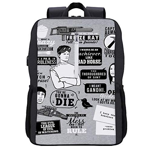 Horrible Quotes Dr Horribles Sing Through Blog Mochila Daypack Bookbag Laptop School Bag con puerto de carga USB