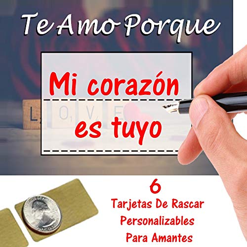 Horus Creations Tarjeta Rasca Y Gana Personalizada Para Enamorados - 6 Tarjetas"Te Amo Porque" Original Para Sorprender A Tu Amor Y Decirle Por Qué Lo Amas - Regalos Originales Para Mujer Y Hombre