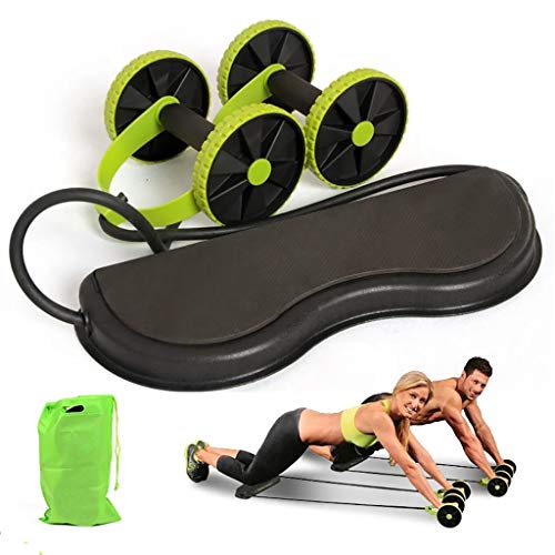 HoSayLike Dispositivo Abdominal Multifuncional Adelgazar Rueda De Rodillo Doble AB Entrenador Muscular Entrenador Ejercitador PortáTil Robusto Duradero