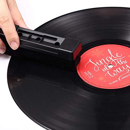 Hossom Limpiador de Discos de Vinilo Kit, Cepillo de Vinilo, Cepillo de Limpieza para lápices capacitivos con Gamuza de Limpieza de vinilos,Terciopelo Anti estática Cepillo de Limpieza