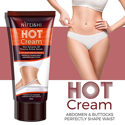 Hot Cream Crema Reafirmante Adelgazante Profesional para Celulitis Crema Corporal Delgada y Natural para dar Forma a la Cintura Abdomen y Glúteos Quema Grasa del Vientre para Mujeres y Hombres 60ml