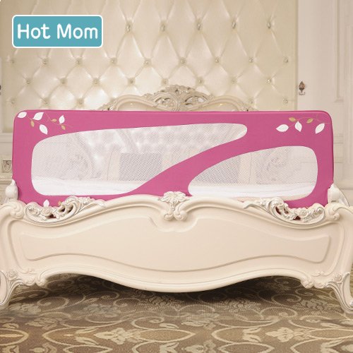Hot Mom - barandillas de la cama 150 cm para bebés, portátil y estable, barrera de seguridad,color rosa, 2020 new