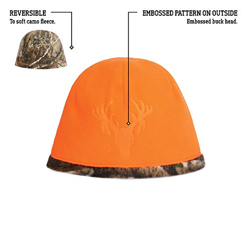 HOT SHOT Men's Reversible Camo Fleece Beanie - Blaze/Realtree Edge Outdoor Hunting Camouflage